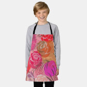 Rosa Muster mit Blume und Pflanze Schürze (Getragen)