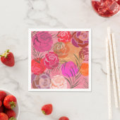 Rosa Muster mit Blume und Pflanze Serviette (Beispiel)