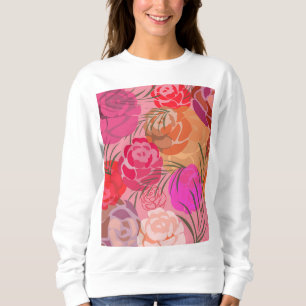 Rosa Muster mit Blume und Pflanze Sweatshirt