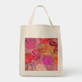 Rosa Muster mit Blume und Pflanze Tragetasche (Rückseite)