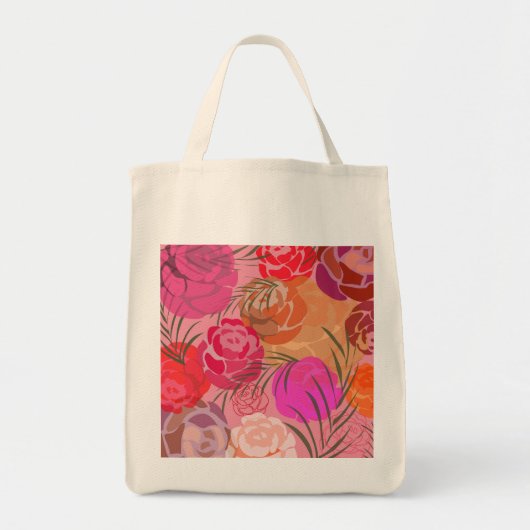 Rosa Muster mit Blume und Pflanze Tragetasche (Vorne)