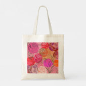 Rosa Muster mit Blume und Pflanze Tragetasche (Rückseite)