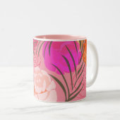 Rosa Muster mit Blume und Pflanze Zweifarbige Tasse (VorderseiteRechts)