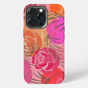 Rosa Muster mit Blumen und Pflanzen iPhone 13 Pro Hülle