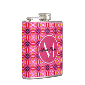 Rosa Muster Mit Monogramm Vinyl Wrackkolben Flachmann (Rechts)