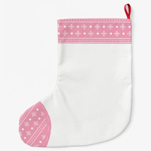 Rosa Muster Santa Dee mit Skarf Großer Weihnachtsstrumpf (Rückseite)