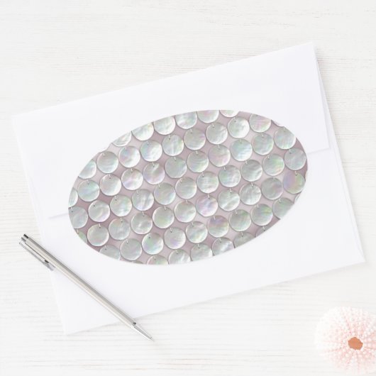 Rosa Mutter der Perlmuscheln Ovaler Aufkleber (Umschlag)