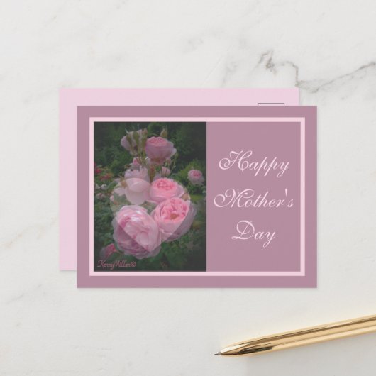 Rosa Muttertag Postkarte (Vorderseite/Rückseite Beispiel)