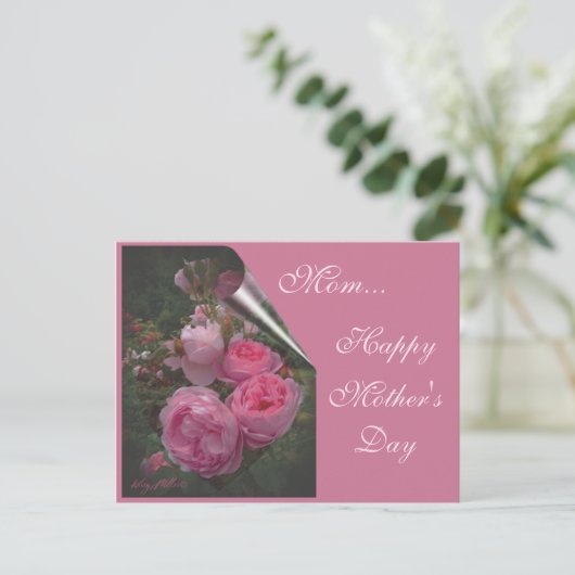 Rosa Muttertag Postkarte (Stehend Vorderseite)