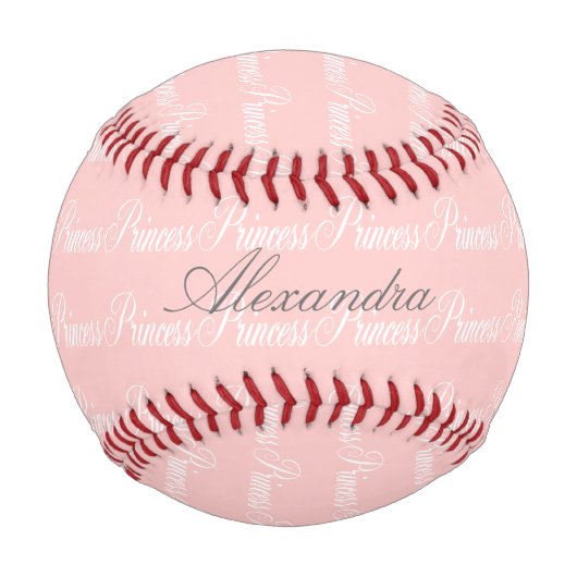 Rosa-n-Weiß-Prinzessin-Individuelle Name Baseball (Vorderseite)