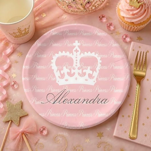 Rosa-n-Weiß-Prinzessin Pappteller