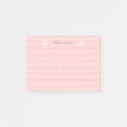 Rosa-n-Weiße Prinzessin Custom Post-it Klebezettel (Vorderseite)
