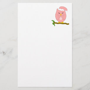 Rosa Nacht-Eule-Design Briefpapier