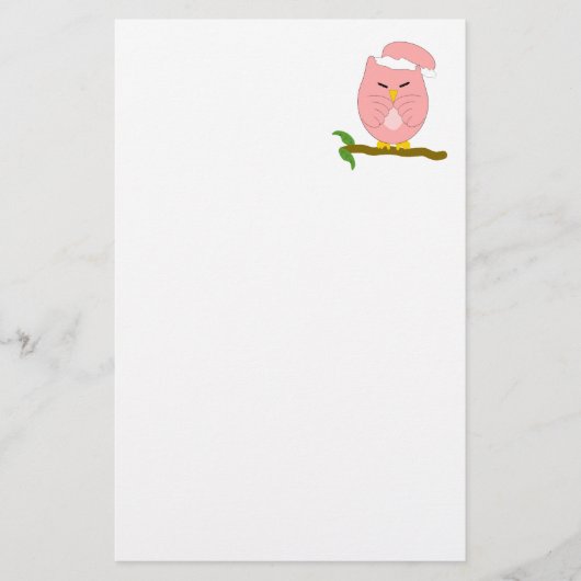 Rosa Nacht-Eule-Design Briefpapier (Vorderseite)
