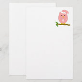 Rosa Nacht-Eule-Design Briefpapier (Vorne/Hinten)