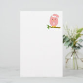Rosa Nacht-Eule-Design Briefpapier (Stehend Vorderseite)