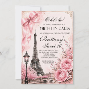 Rosa Nacht in Paris Sweet 16 individuelle Einladun Einladung