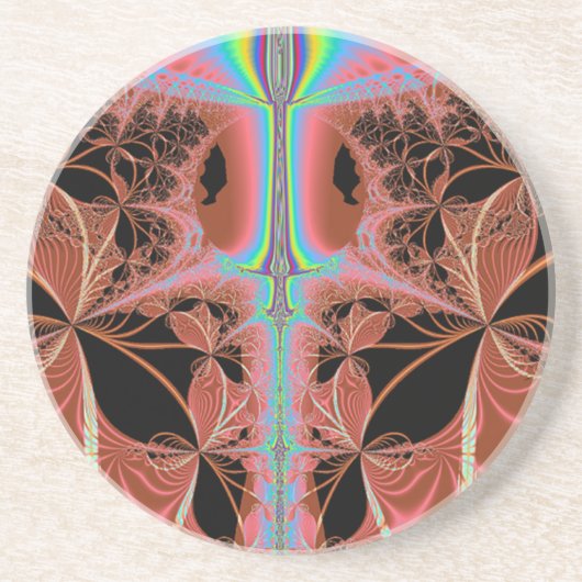 Rosa Nachthemd mit Abstraktem Regenbogenlaser Sandstein Untersetzer (Vorne)