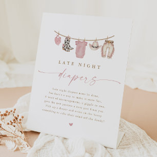 Rosa nächtliche Windeln Baby Shower Aktivität Sockelschild