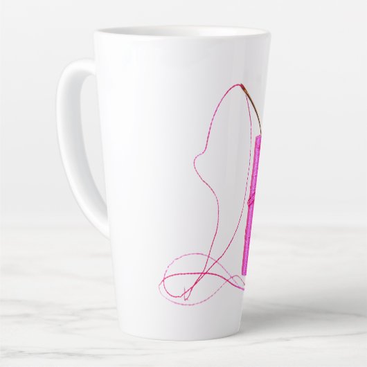 Rosa Nadel und Thread Latte Tasse (Linke Ecke)