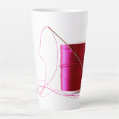 Rosa Nadel und Thread Latte Tasse (Vorderseite)