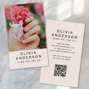 Rosa Nageldesign-Foto-QR-Code Visitenkarte