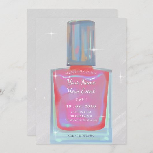 Rosa Nagelpolitur des Glamours Einladung (Vorne/Hinten)