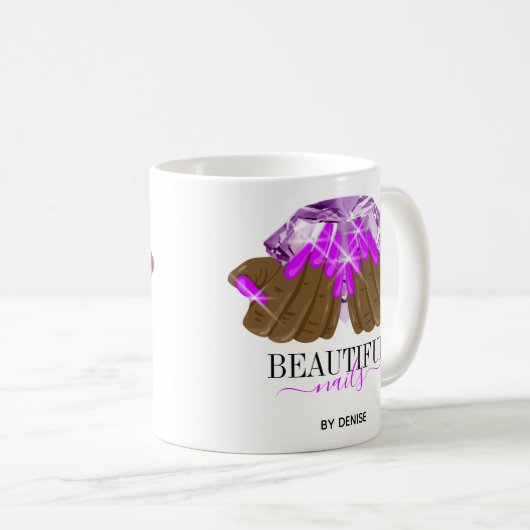 Rosa Nagelsalon Frau Hand Nägel Technikerin Kaffeetasse (VorderseiteRechts)