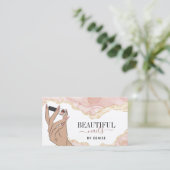 Rosa Nagelsalon Frau Hand Nägel Technikerin Visitenkarte (Stehend Vorderseite)