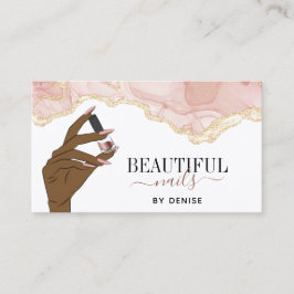 Rosa Nagelsalon Frau Hand Nägel Technikerin Visitenkarte