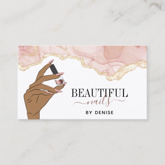 Rosa Nagelsalon Frau Hand Nägel Technikerin Visitenkarte (Vorderseite)