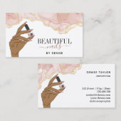 Rosa Nagelsalon Frau Hand Nägel Technikerin Visitenkarte (Vorne/Hinten)