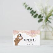 Rosa Nagelsalon Frau Hand Nägel Technikerin Visitenkarte (Stehend Vorderseite)