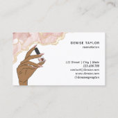 Rosa Nagelsalon Frau Hand Nägel Technikerin Visitenkarte (Rückseite)