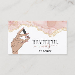 Rosa Nagelsalon Frau Hand Nägel Technikerin Visitenkarte