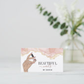 Rosa Nagelsalon Frau Hand Nägel Technikerin Visitenkarte (Stehend Vorderseite)