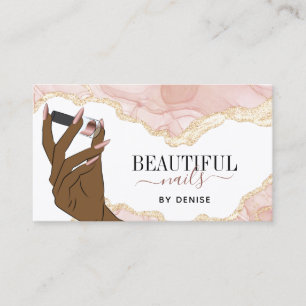 Rosa Nagelsalon Frau Hand Nägel Technikerin Visitenkarte
