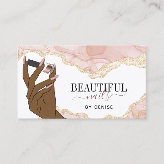 Rosa Nagelsalon Frau Hand Nägel Technikerin Visitenkarte (Vorderseite)