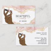 Rosa Nagelsalon Frau Hand Nägel Technikerin Visitenkarte (Vorne/Hinten)