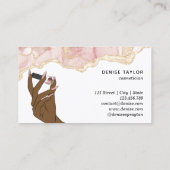 Rosa Nagelsalon Frau Hand Nägel Technikerin Visitenkarte (Rückseite)