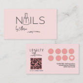 Rosa Nagelsalon mit schwarzem Rosa QRCODE Manikuri Treuekarte (Vorne/Hinten)