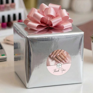 Rosa Nagelstudio Moderne Schrift Würdigung Runder Aufkleber