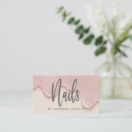 Rosa Nageltechniker Visitenkarte (Stehend Vorderseite)