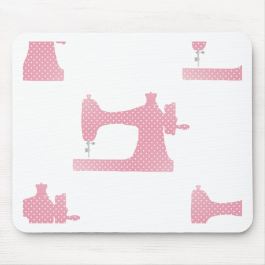 rosa Nähmaschine Mousepad (Vorne)