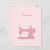 Rosa Nähmaschine Personalisiert Danke Karte (Vorne/Hinten)