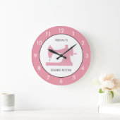 Rosa Nähraum Personalisierte Uhr (Zuhause)