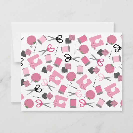 Rosa Nähte Party Einladung (Rückseite)