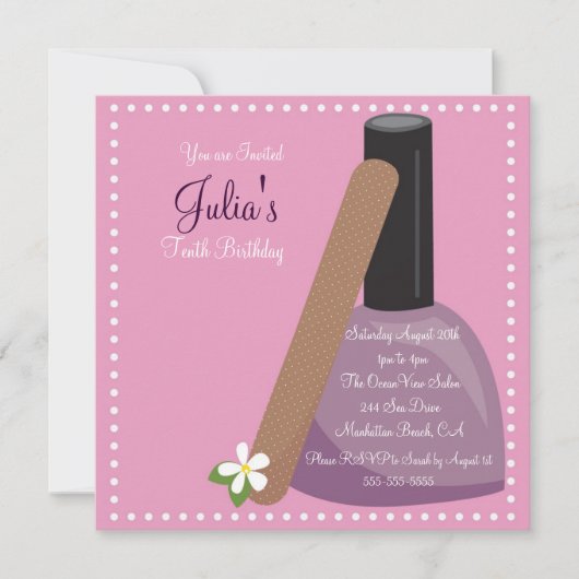 Rosa Nail Einladung (Vorderseite)