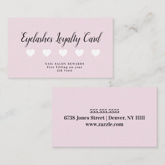 Rosa Nail Künstler Loyalität Herz belohnen Visitenkarte (Vorne/Hinten)