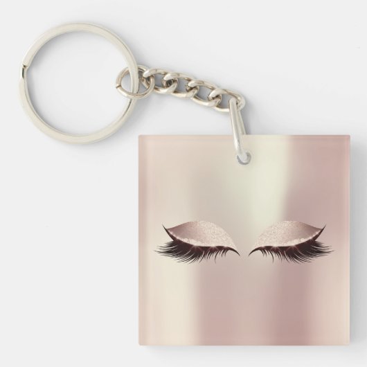 Rosa Name Blush Girly Makeup Lashes Schlüsselanhänger (Vorderseite)